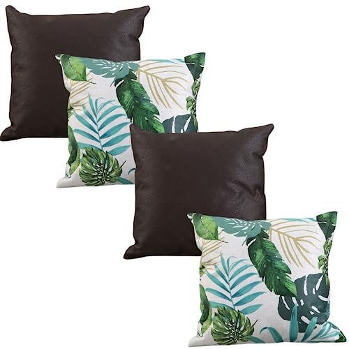 Dalicoco Cojines Sofá Con Relleno Incluido, 4 Unidades Oscuros Y Florales para Sofás De Salón Y Decoración Hogar. Fundas 45 X 45 Y Rellenos, Pack para Cama