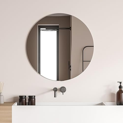 Inbagno Specchio da parete tondo 70 cm in vetro, a filo lucido senza cornice con spessore 0,4 cm