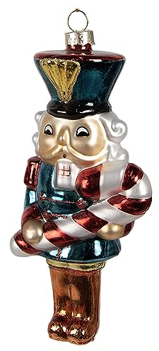 Clayre & Eef Weihnachtsanhänger Nussknacker 15 cm Blau Glas Weihnachtsbaumschmuck