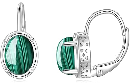 POPLYKE Malachit Ohrringe für Frauen - Sterling Silber Leverback Schmuck Geschenk für Mädchen