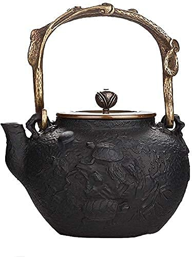 FLOWFX Théière en céramique 1,1 l, en Fonte Faite à la Main, Bouilloire, Service à thé, Style Japonais rétro, boîte en Bois à paroi intérieure oxydée Lofty Ambition