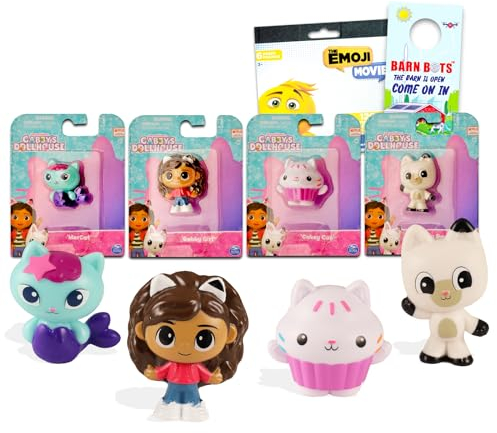 Dreamworks Gabby's Dollhouse Minifiguren 4 Stück – Gabby's Puppenhaus Spielzeug-Set mit 4 Cupcake-Topper Figuren inklusive Gabby und mehr plus Bonus-Aufkleber | Gabby's Dollhouse Party Supplies