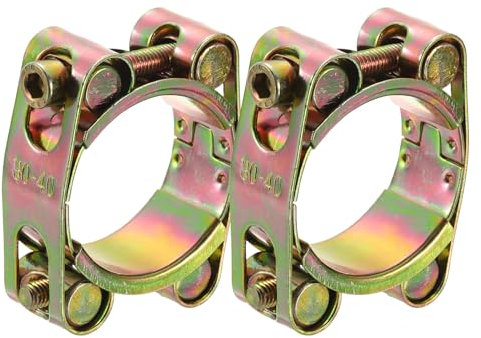sourcing map 2Pcs T-Bolt Hose Clamps, 30-40mm/1.18-1.57 ID Range, Carbon Steel Radiator Hose Clamp Intake Clamp for Truck Exhaust
