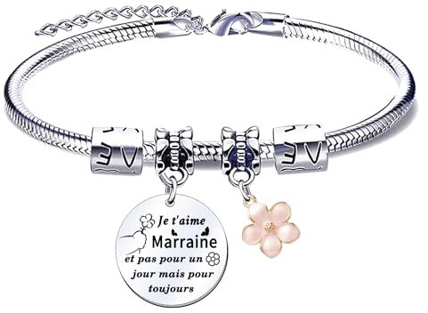 QTQTLP Cadeau Marraine Bracelet Marraine D'anniversaire et Baptême Cadeau Souvenir et Noël