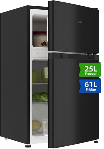 CHiQ 86L Compact Top Freezer Refrigerator with 85cm & LED Black | 25L 4-Star Freezer, 61L Fridge, -18°C To -8°C Temperature Range