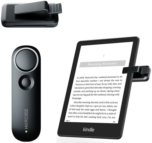 Hogance RF Control Remoto Página Turner para Kindle Paperwhite Oasis Voyage, Turner de Página Inalámbrica para iPad Tabletas Lectura de eBooks, Accesorios para la Lectura de Kindles, Negro
