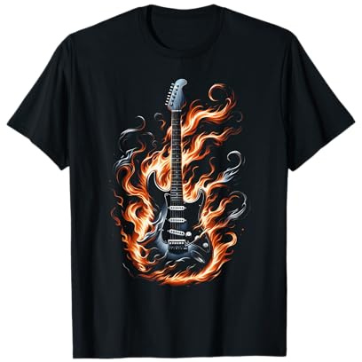 E-Gitarre mit Flammen T-Shirt