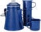 Coletti Klassisches Emaille-Kaffeeset – Perkolator für 12 Tassen und 4er-Pack Emaille-Becher – Komplettes Kaffee-Camping-Set für Camper – Camping-Kaffeekanne und Camping-Becher