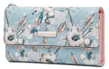 Miss Lulu Portafoglio Donna, Portafoglio Donna Grande, Con 12 Scomparti Per Carte e Tasca Per Monete e Finestra Per Foto in Pelle PU