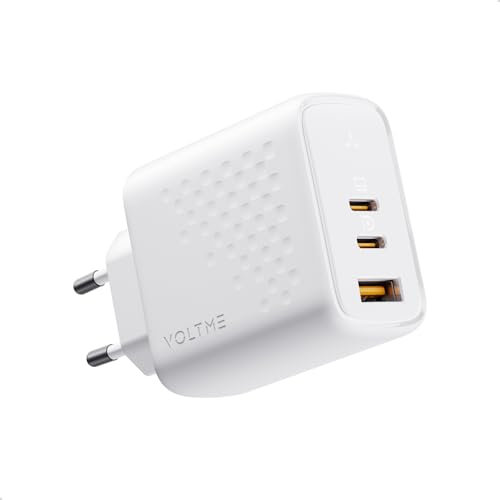 VOLTME Chargeur USB-C 67W GaN Multiple Chargeur GaN Blanc, Secteur Prise USB 3-Port PD3.0 Puissant & Rapide Compatible avec iPhones, iPads, Samsung, Pixel, ipad, ordi Portable Dell, Switch
