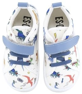 escoolers Chaussures respectueuses en toile pour garçons et filles avec motifs amusants - Fabriquées en Espagne., Dinosaures Blanc/Bleu, 32 EU