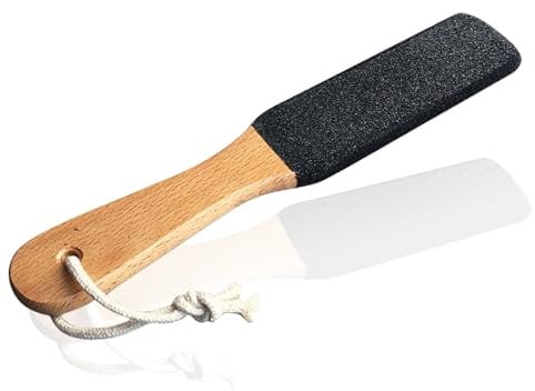 GUZHAIREN Double Sided Foot Files Pumice Stone Exfoliating Pedicure Rasp Foot Scrubber with Wooden Handle Remove Hard Dead Skin Callus Dry Rough Cracked Corn Feet in Shower, Black