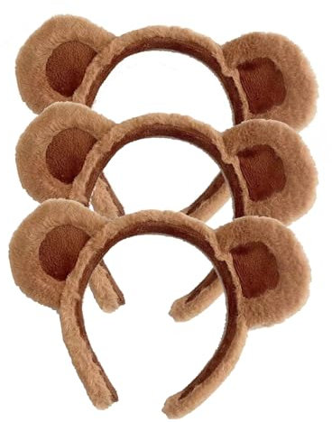 Bärenohren Stirnband,3 PCS Bärenohren Haarreifen Niedliche Party Kopfbedeckung Gesichtswäsche Stirnband Bequeme Haarreifen Zubehör für Erwachsene Kinder Dekoration