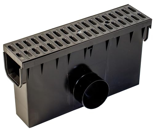 ScarMaxx Hofablauf Hofsinkkasten - Fangkorb A15 Gully Stegrost - Kompatibel mit dem 115-mm-System - Kunststoff - Polypropylen (PP) - 2 x Anschluss für KG-Rohr DN110 - Classic Schwarz