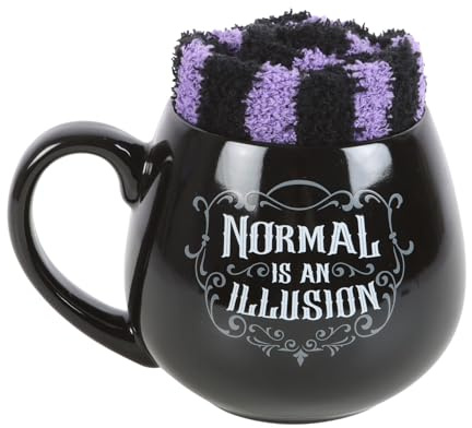 Something Different Wholesale Juego de regalo de taza y calcetín Wicked – Abraza el lado oscuro con diseño espeluznante – Materiales cómodos de alta calidad para el alma poco convencional