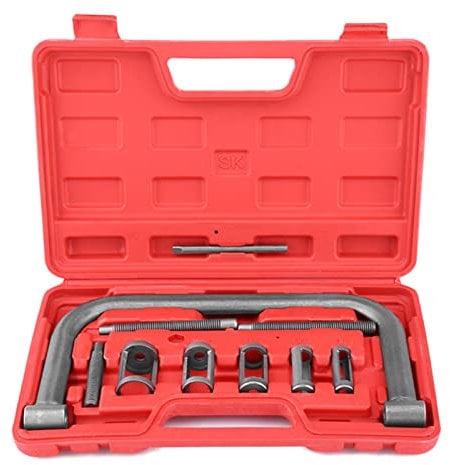 10Pcs Valve Spring Compressor Kit Heavy Duty Steel Valve Spring Compressor Removal Installer Tool for Car Van Motorcycle Engines, Convenient Storage Case Incoming Kraft Box Packaging