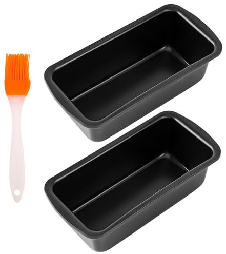 2 Stück Brotbackform Klein Kastenform Kuchen Antihaft Rechteckig Backform Brot backen Zubehör für Brot, Kuchen, Toast 19,5x9,5x6cm, mit Backpinsel Silikon