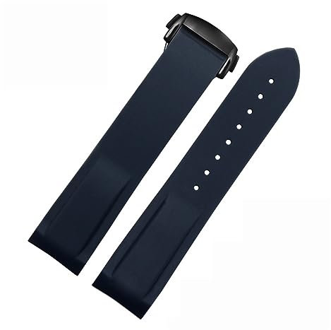 NVVVNX Bracelets de montre en caoutchouc et Silicone, 20mm 22mm, pour Omega Seamaster 300 speedmaster, Seiko, accessoires de montre pour hommes(Blue black buckle,22mm)