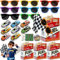 Rennauto Mitgebsel Kindergeburtstag 6 7 8 9 10 Jahre Gastgeschenke mit Sonnenbrillen Geschenktüten Mini Auto Sticker Rennen Party Zubehör Give Aways Mitbringsel Kindergeburtstag Pinata Füllung Jungen
