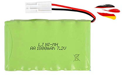 7.2V 1800-mAh Ni-MH Akku, kompatibel mit Tamiya KET 2P Stecker, 6 Zellen AA Akkupack Batterie für RC Fahrzeug, Auto, Truck, Bagger, Crawler, Panzer, Spielzeug, Modellbau, Elektro-Werkzeug, Beleuchtung