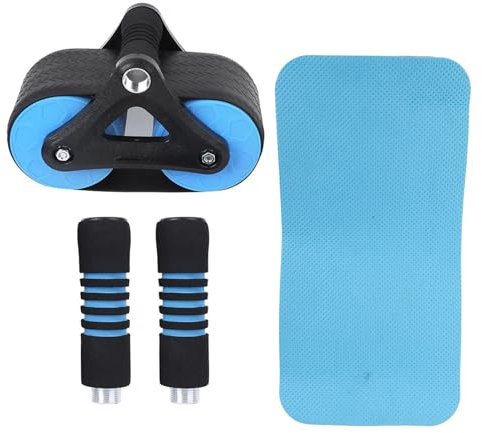 Kompakter Bauchroller mit Zwei Rädern, Fitnessgerät, Leise und Bequem für das Push-up-Training zu Hause, Blau