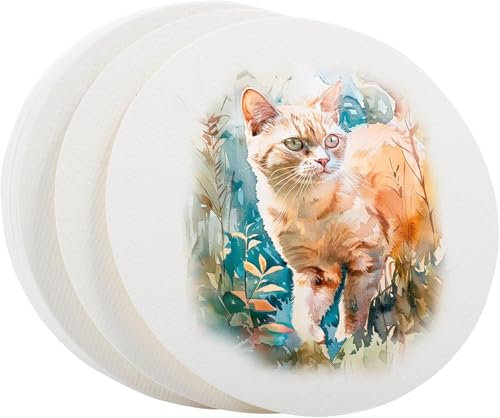 MisFun 50 Hojas Papel Acuarela, 12 X 12 CM Círculo Papel de Acuarela, Papels Acuarela 300gr Algodon, Papels Acuarela Blanco Natural, Papeles Para Acuarela Para Manualidades de Tarjetas Postales