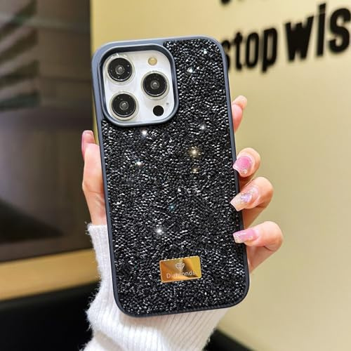 Altartar Glitzer Hülle für iPhone 13 Pro Max Handyhülle,Sparkle Diamant Schutzhülle für iPhone 13 Pro Max Hülle Damen Mädchen Kameraschutz Case Kratzfeste Ultradünn Luxus Cover-Schwarz