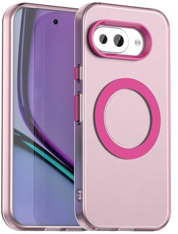 Altartar Coque de protection magnétique pour Google Pixel 8 - Compatible avec MagSafe pour Pixel 8 - Transparent - Ultra fine - Anti-chocs - Dos mat - Protection de l'objectif - Rose