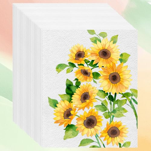 UZSUZZ 50 Blatt Aquarellpapier A4, 230G/M² Naturweiß Aquarellblock Malpapier, Aquarell Papier, Aqurellpapierblock für Studenten, Watercolor Paper für Aquarell Gouache Acryl Zeichnen Kunstwerke DIY