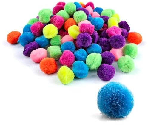 Netuno 160 Stück Pompons zum Basteln 2,5cm intensiv bunt mix Verzieren Nähen DIY Dekorieren Bälle Ostern Weihnachten Handwerk weich bastel Material Kügelchen Pompo Ponpo pon pon set