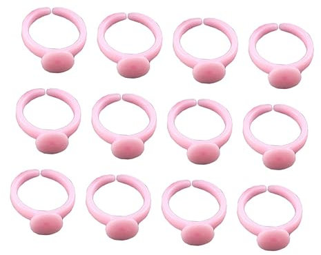 HEALSOPTHY 100pièces Support Bague Plastique Rose Réglable Pour Garçon Fille Base Ronde Pour Bricolage Bijoux Fait Main Accessoires Artisanaux Boy Girl