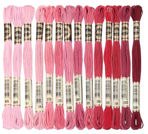 PATIKIL 14Stk Stickgarn, je 8m, 6fädig, Polyester Dunkelrot Rosa | Stickfäden Armbandfaden für Kreuzstich, Handstickerei, DIY-Handwerksprojekte, Mehrfarbig