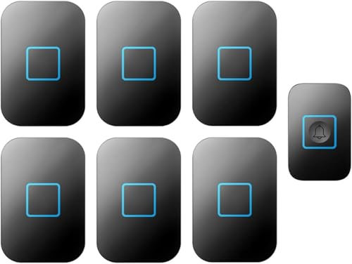 LLHTTDMBDFC Timbre De Puerta, Timbre Inalámbrico, Kit de Timbre 6 receptores 1 pulsador 60 Tonos de Llamada Kit de Timbre inalámbrico de 5 Niveles de Volumen for Hotel de Oficina en casa
