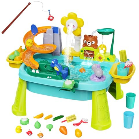 Tavolo Acqua e Sabbia, Tavola della Acqua per Bambini, Tavolo da Gioco per Sabbia e Acquas, con Pompa Elettrica, Giocattolo da Spiaggia Esterno per Bambini, Ragazze e Ragazzi