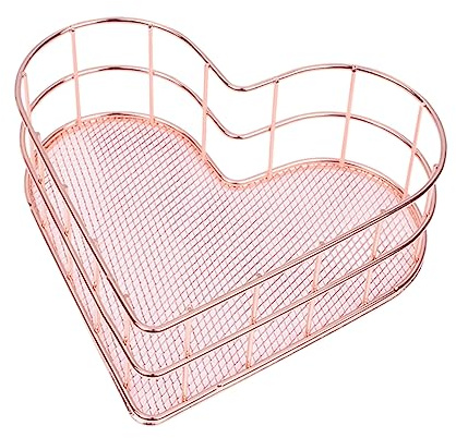 Veemoon Rose Gold Storage Box Metal Book Storage Basket File Organizer for Desktop Office Home