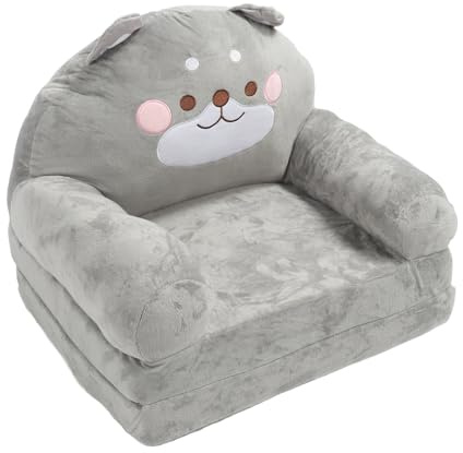 Haofy Premium Material Kids Fold Couch Entspannte Kleinkindfaltungssofa Zum Lesen von Fernsehen, Langlebiger Kinderstuhl für Reisen Grau (Falten in Zwei Hälften)