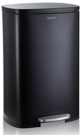 Floordirekt Poubelle noire 50 litres – Poubelle en acier inoxydable – Système de tri sélectif pour la cuisine – (Dustin)