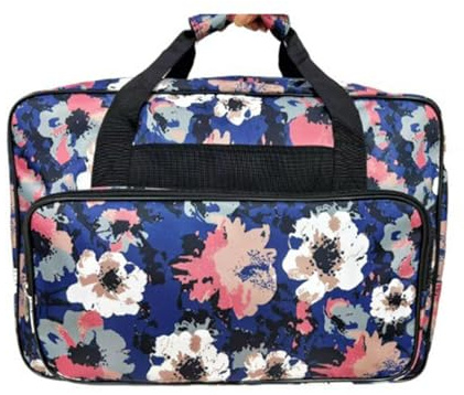 Harilla Sewing Machine Storage Tote Bag Sewing Machine Carrying Case Storage Cover Carrying Bag with Extra Pockets and Handles, Crochet Hooks Pocket,Blue C
