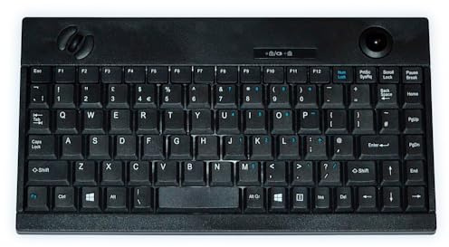 Mini Wireless Keyboard Black with Built in Trackball and Scroll Wheel