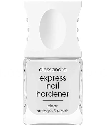 alessandro Express Nail Hardener Clear - Nagelpflege für weiche, brüchige Nägel - Mit Silicium, AHA & Hexanal - Glänzendes Finish - Nagelhärter für widerstandsfähige, glatte Nägel - Vegan - 10ml