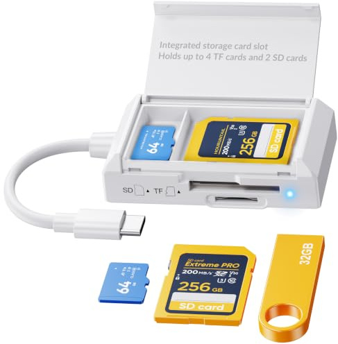 HOURUNTAIL SD/TF Card Reader Adapter with SD Card Storage Plug & Play | SD/Micro SD Memory Card Reader for i Phon15 16/Android Phone/Pad/PC/Laptop(No App Required)