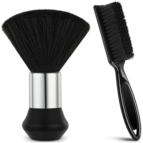 Set di 2 pennelli professionali da barbiere per spolverare i capelli, spazzola morbida per il collo, accessori per barbieri, accessori per la pulizia per taglio e styling dei capelli, strumenti per