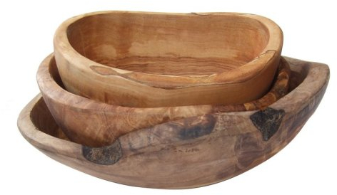 Naturally Med - Bols de style rustique (bois d'olivier, 3 unités)