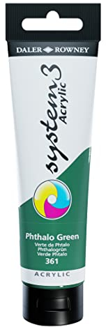 Daler-Rowney System3 Acrylic Paint, Plastic Tube, 5.07oz - 150 ml, Phthalo Green