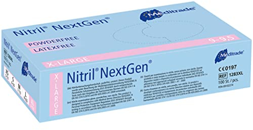Meditrade Nitril NextGen® Untersuchungshandschuhe – Puderfreie, latexfreie Schutzhandschuhe – Größe XL – Hellblau – 100 Stück