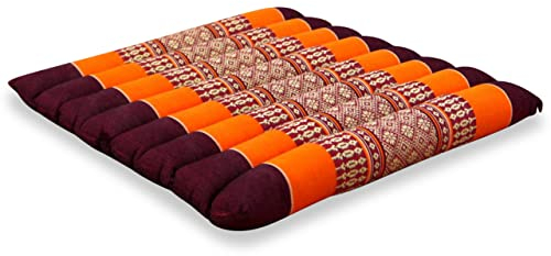 livasia Sitzkissen Stuhlauflage klein - 35x35x4,5cm - Bodenkissen gesteppt Indoor/Outdoor, Meditationskissen Yogakissen, Stuhlauflage Palettenmöbel, Steppkissen für Stuhl und Bank (Orange)
