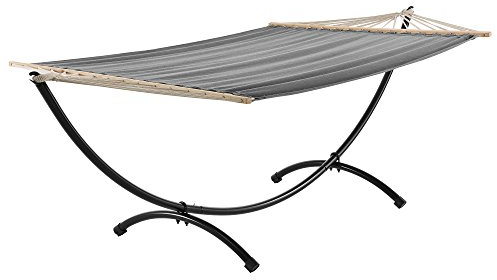 casa.pro XXL Hängematte mit Gestell grau 150 x 300 cm Hängesitz Hängeschaukel Hängematte