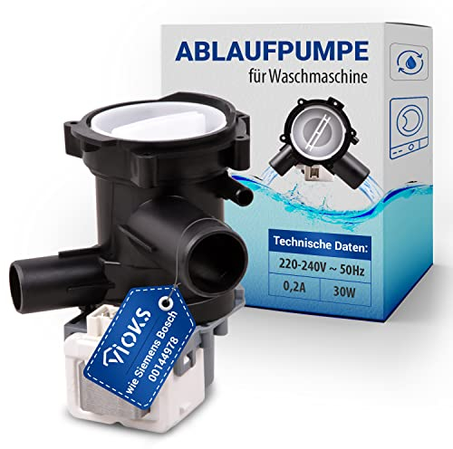 VIOKS Ablaufpumpe Laugenpumpe 30 W Ersatz für Bosch Pumpe 00144978 00145787 Waschmaschine Ablauf Pumpe mit Pumpenkopf & Sieb passend für Bosch Maxx 7 Varioperfect, Avantixx/Siemens IQ300, IQ500