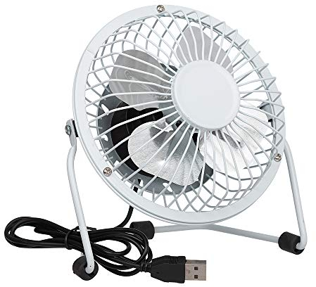 Invero® Mini USB 4-Inch Tilting Desktop Cooling Fan with Metal Shell and Aluminium Blades ideal for Home, Office, Laptops, Notebooks, Desktop PC's and more - Simple Plug & Play - White
