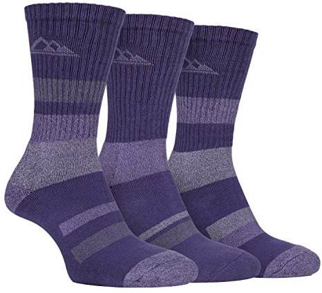 Storm Bloc - 3 Pairs Ladies Anti Blister Lightweight Breathable Cotton Summer Walking Hiking Socks with Padded Sole (4-8 uk, SBLS002PUR)